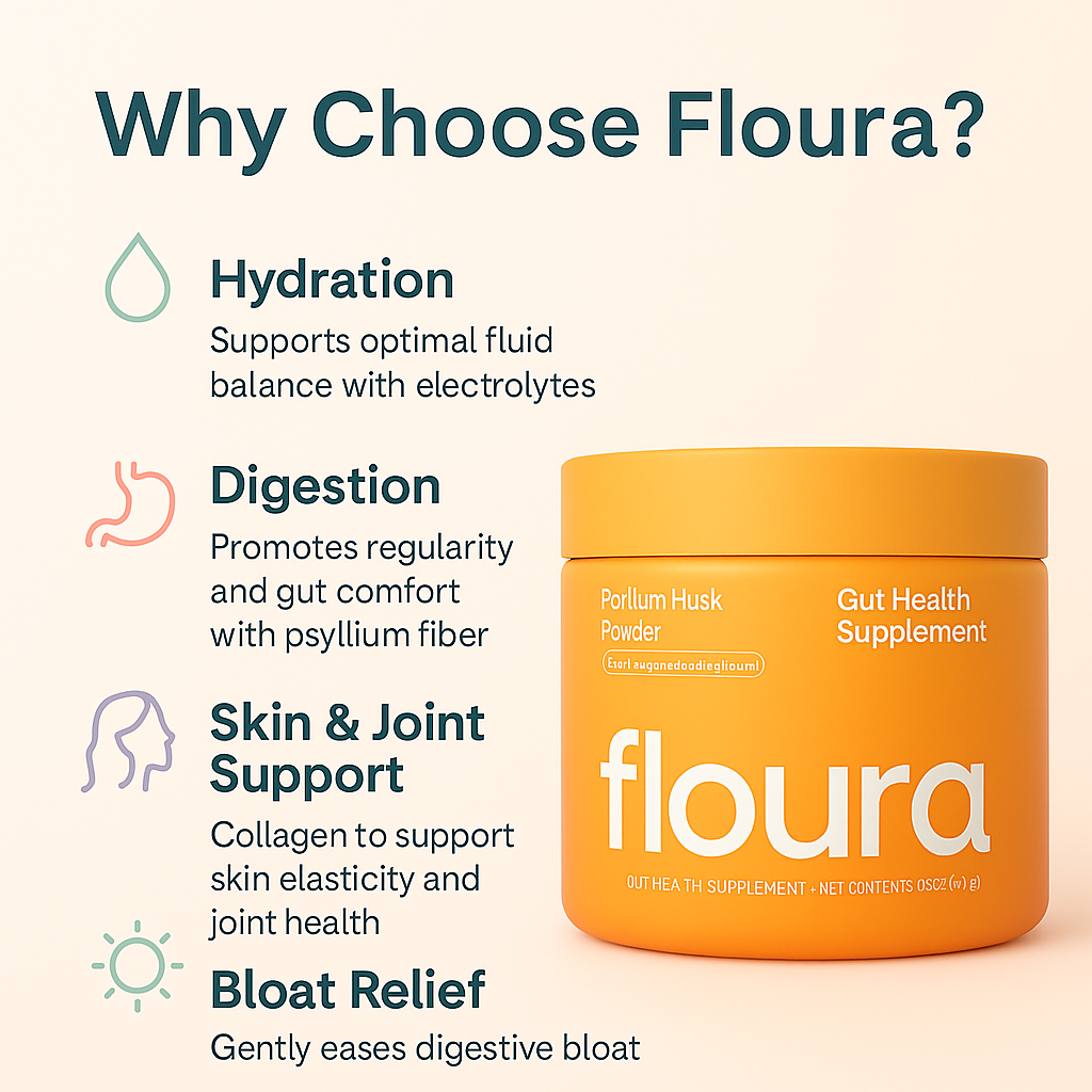 Floura Daily Prebiotic Fiber – Honey Yuzu with Psyllium Husk, Collagen & Electrolytes